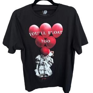 IT Clown Shirt Adult Large Black Red Halloween Horror Scary Movie Pennywise